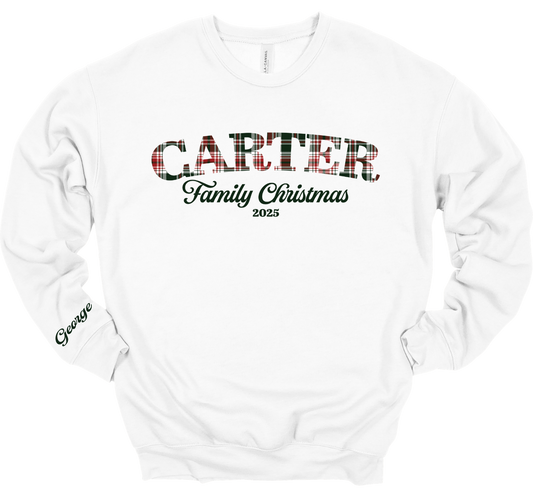 Personalized Plaid Christmas Family Crewneck