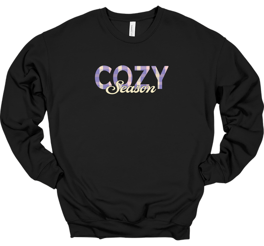 Cozy Season Plaid Fall Crewneck Sweatshirt Unisex