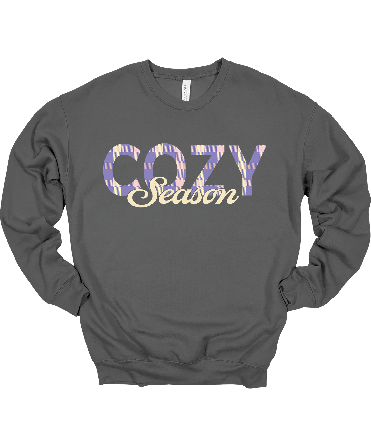 Cozy Season Plaid Fall Crewneck Sweatshirt Unisex