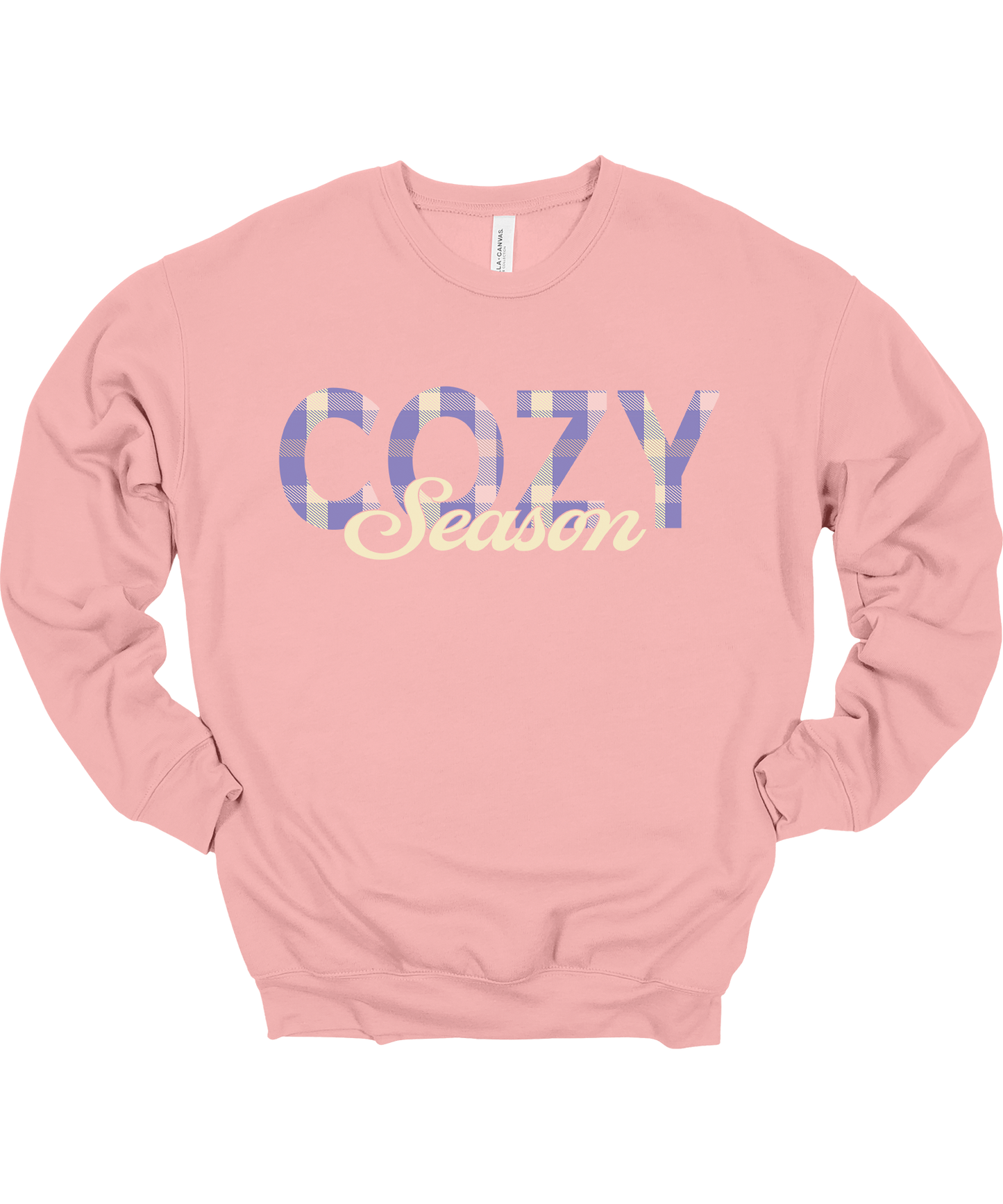 Cozy Season Plaid Fall Crewneck Sweatshirt Unisex